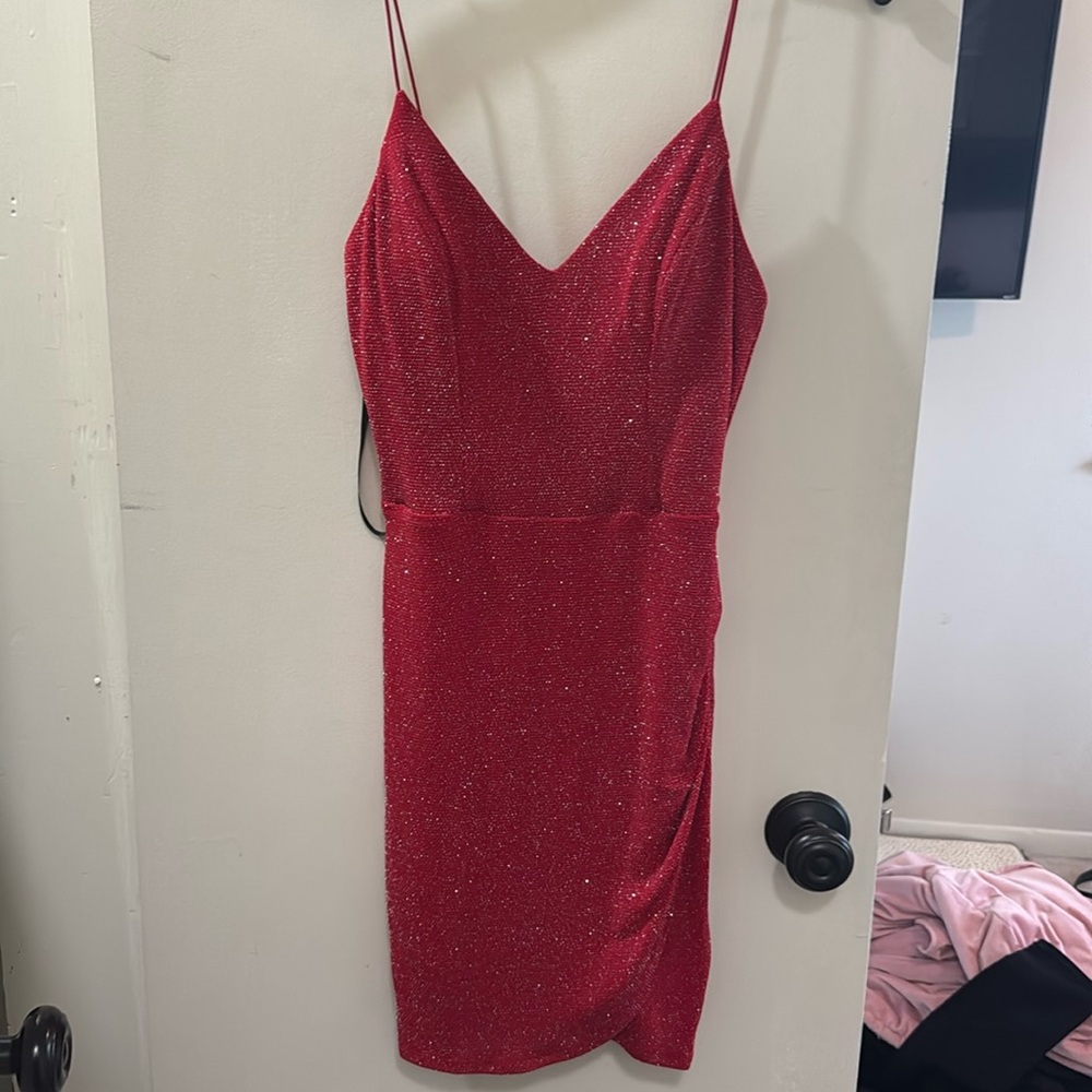 hoco dress - red w glitter